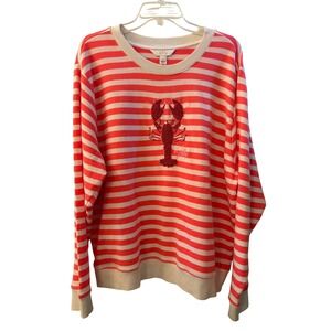 Lilly Pulitzer Cane Coral So Clawsome Lobster Sweatshirt Coastal Size XL NWT